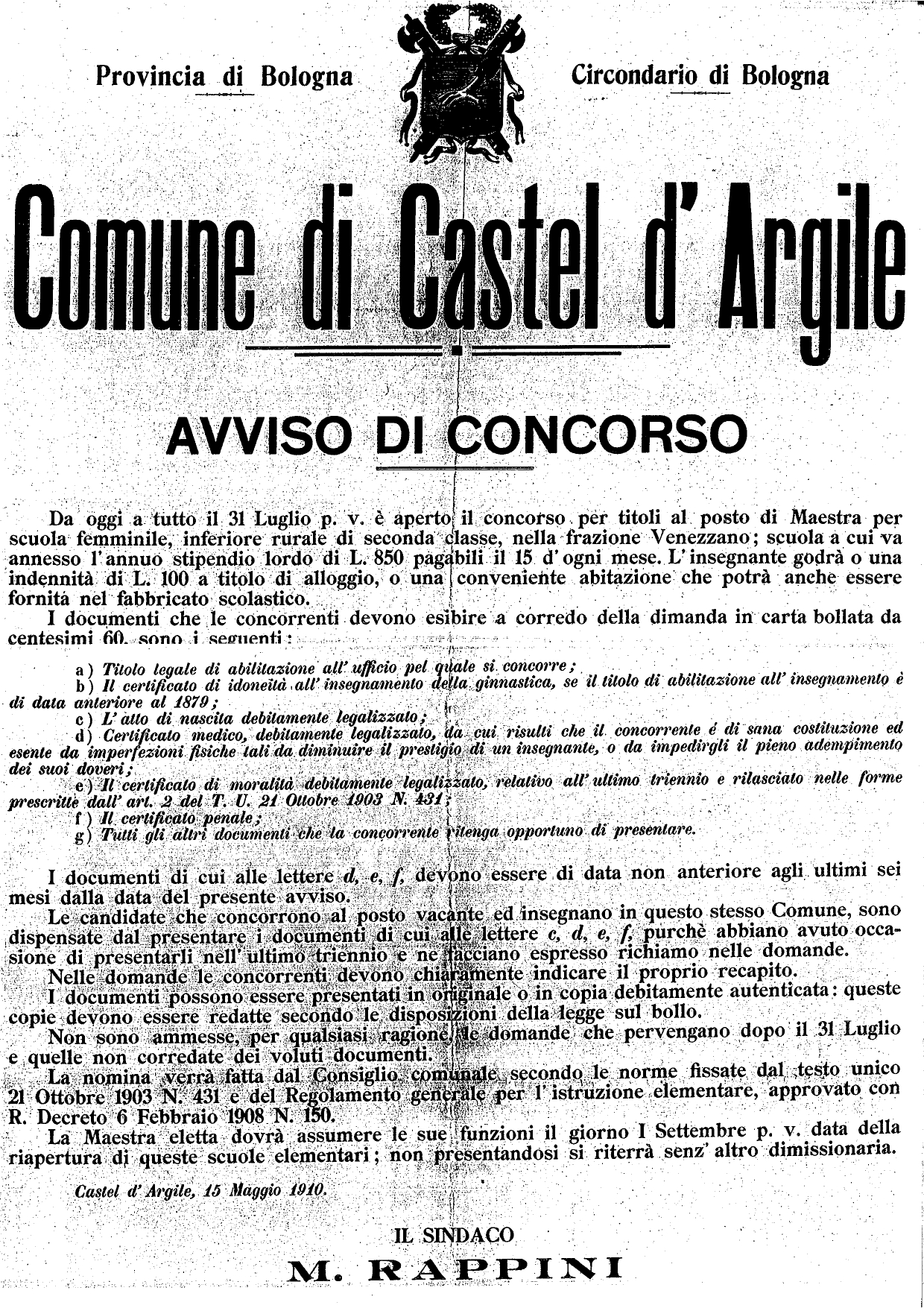 3. Avviso di concorso per maestra -1910