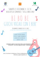 15/12/2018 San Giorgio di Piano - Bi Bo Be. Giochi vocali con i bebè. laboratorio musicale per bambine e bambini da 0 a 36 mesi