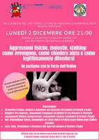 02/12/2019 Castello d'Argile - Aggressioni fisiche, molestie, stalking. Serata speciale con le Forze dell'Ordine