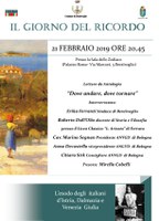 21/02/2019 Bentivoglio - “Dove andare, dove tornare”. Letture in occasione del Giorno del Ricordo