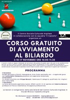 3-10-17/11/2019 Castello d'Argile - Corso gratuito di avviamento al biliardo