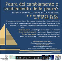 08-15/06/2020 Online - Essere genitori ai tempi della pandemia. Due incontri con due psicologi e un educatore dell'AUSL di Bologna, Distretto Pianura Est