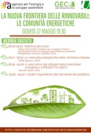 27/05/2021 ONLINE - La nuova frontiera delle rinnovabili: le comunità energetiche. Webinar dello Sportello energia