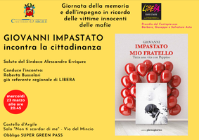 23/03/2022 Castello d'Argile - Giovanni Impastato incontra la cittadinanza. Evento per la Giornata della Memoria e dell'Impegno in ricordo delle vittime innocenti delle mafie