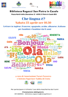 23/04/2022 San Pietro in Casale - Che lingua è? Letture in multilingua per bambini e bambine dai 6 anni