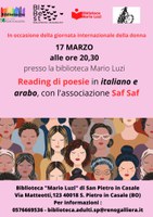 17/03/2023 San Pietro in Casale - Reading di poesie in italiano e arabo. In occasione della giornata internazionale della donna - evento rimandato