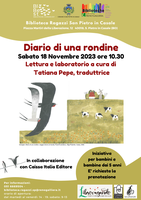 18/11/2023 San Pietro in Casale - Diario di una rondine. Incontro con la traduttrice Tatiana Pepe. Un  incontro della rassegna Librovagando, per bambini/e dai 5 anni