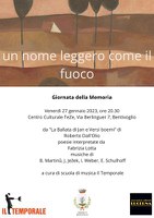 27/01/2023 Bentivoglio - Un nome leggero come il fuoco. Una serata per il Giorno della Memoria