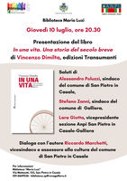 10/07/2025 San Pietro in Casale - In una vita. Una storia del secolo breve. Presentazione del libro di Vincenzo Dimilta