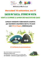 10/09/2025 San Pietro in Casale - Sassi in tasca, storie in vista. Letture e laboratorio creativo (3-6 anni)
