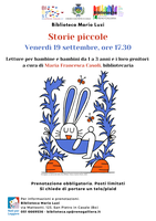 19/09/2025 San Pietro in Casale - Storie Piccole. Letture per bambini/e di 1-3 anni 19/09/2025 San Pietro in Casale - Storie Piccole. Letture per bambini/e di 1-3 anni