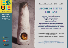 27/09/2025 Pieve di Cento - Storie di Pietre e di Ossa. Lettura/laboratorio per bambine/i di 6-10 anni