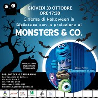 30/10/2025 Galliera - Cinema di Halloween in Biblioteca. Monsters & Co., pop corn e caramelle