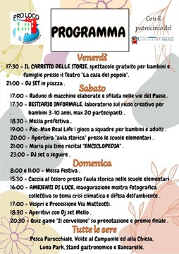 Programma della fest5a d'Erzen 2025 - Castello d'Argile