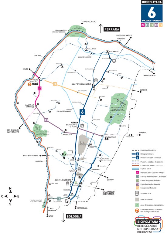 Mappa del tratto n. 6 della Bicipolitana bolognese - Bologna-Galliera