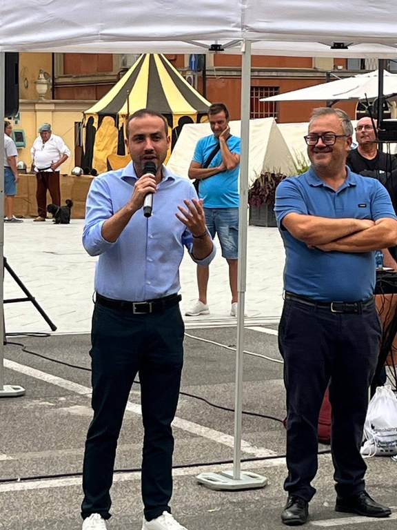 Stefano Zanni, presidente dell'Unione Reno Galliera, e Alessandro Erriquez, sindaco del comune ospitante di Castello d'Argile