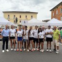 Stefano Zanni, presidente dell'Unione e sindaco di Galliera, con la squadra del suo comune