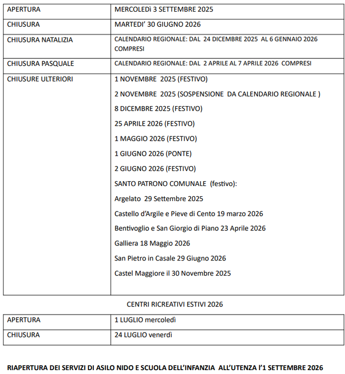 Calendario scoalstico 