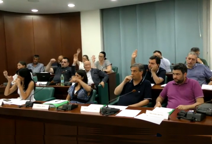 Un momento di una delle votazioni del Consiglio