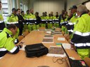 Un momento del briefing operativo a San Giorgio di Piano, presso il Comando della Polizia Municipale Reno Galliera