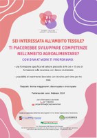 Tessile ed agroalimentare: partono a febbraio i primi percorsi di formazione pensati per le donne del progetto D.I.V.A.