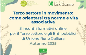 Formazione per il Terzo settore e gli enti pubblici della Reno Galliera: tre seminari online gratuiti su norme, contabilità e fisco