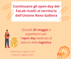 Il prossimo open-day del FaLab è dedicato al settore della logistica. Il 26 maggio a Castel Maggiore