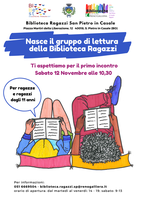 Nasce il Gruppo di lettura della Biblioteca Ragazzi di San Pietro in Casale.  Primo incontro: sabato 12 novembre