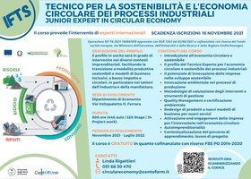 Corso gratuito per Tecnico per la sostenibilità e l'economia circolare nei processi industriali (scad. prorogata al 23/11)